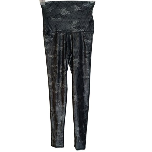 Emily Hsu Pants - Emily Hsu Womens S Gray Metallic Star Camo Print High Waisted Leggings Stretch